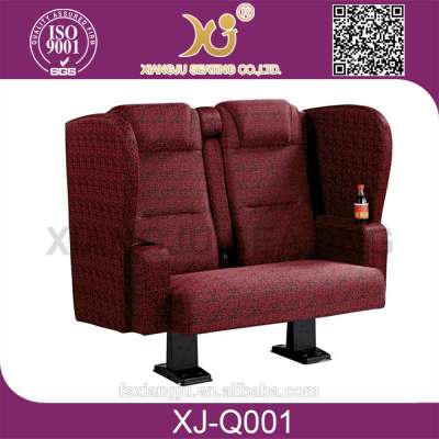 Fabric lover lover cinema chair/couple cinema seats with vip cup holder for sale