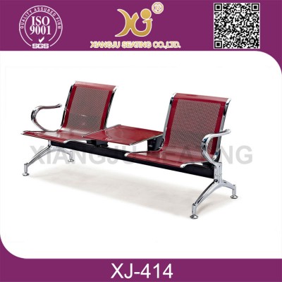 XJ-414 Functional stainless steel beauty 3-seater 4-seater salon waiting chair with tea tablet